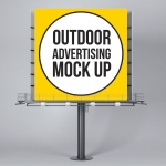 大型广告牌样机城市街头户外墙面广告场景展示PSD智能贴图素材