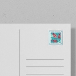 正方形邮票印花效果信封展示样机PSD源文件智能贴图分层设计素材