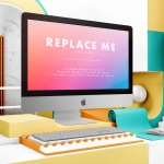 iMac苹果电脑台式机屏幕UI样机