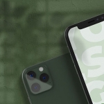 iphone 11 Pro模型正面手机背面效果图UI平铺展示PSD智能贴图样机
