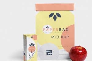 文化品牌VI贴图样机苹果零食礼品纸巾包装盒布袋效果图PS设计素材