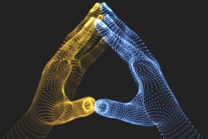 创意粒子手势科技未来人工智能手模型矢量EPS模版