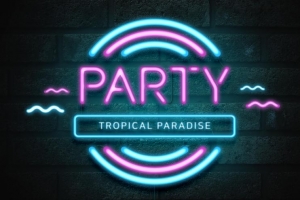 霓虹灯发光聚会派对酒吧字体文字PSD特效模板