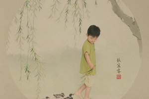 儿童民国古风工笔画中国风写真PSD素材