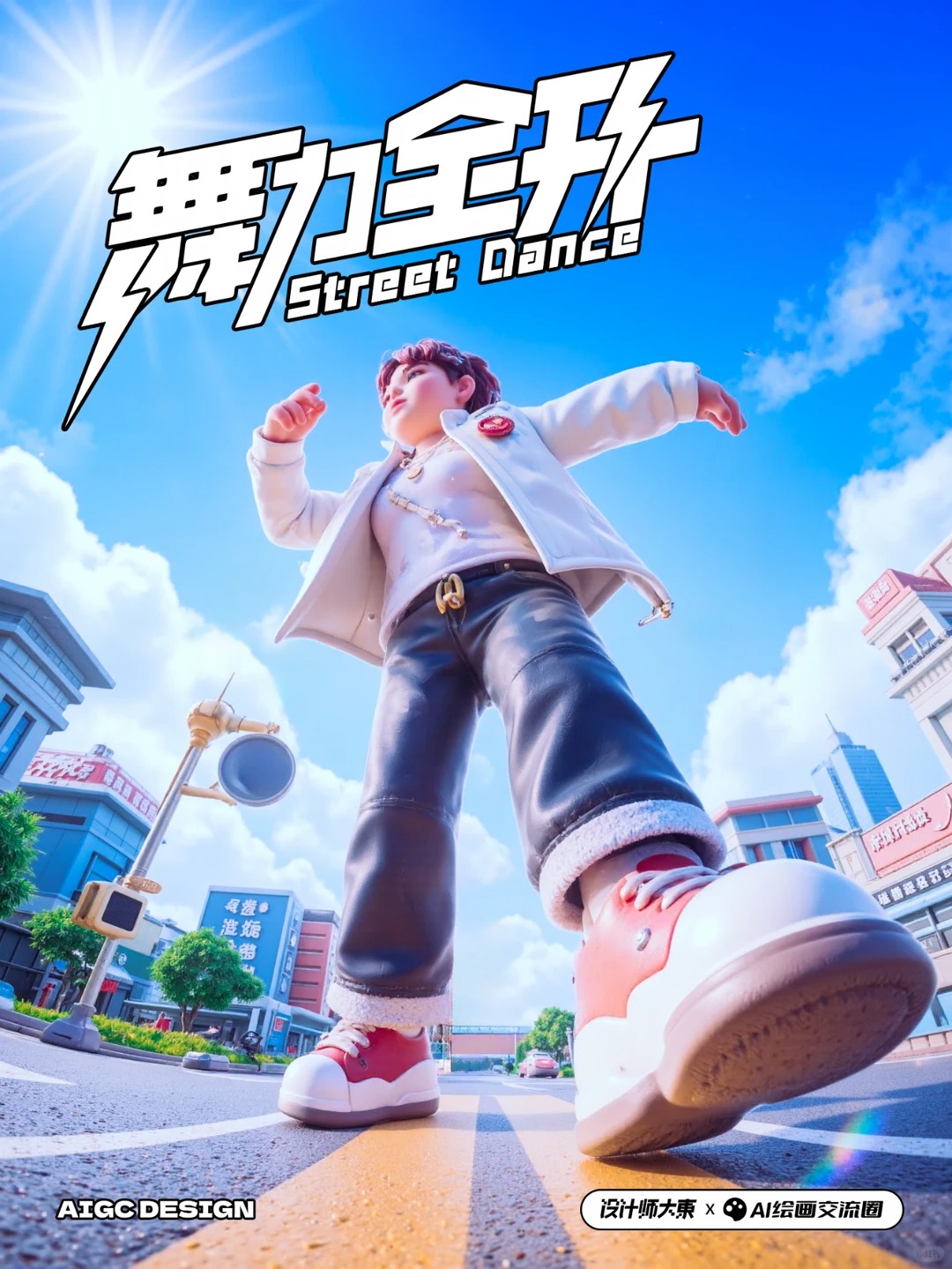 AI绘画交流圈 · 3D街头角色海报