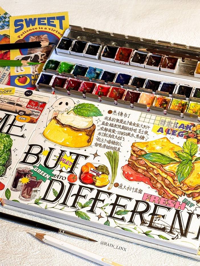 手绘水彩美食插画