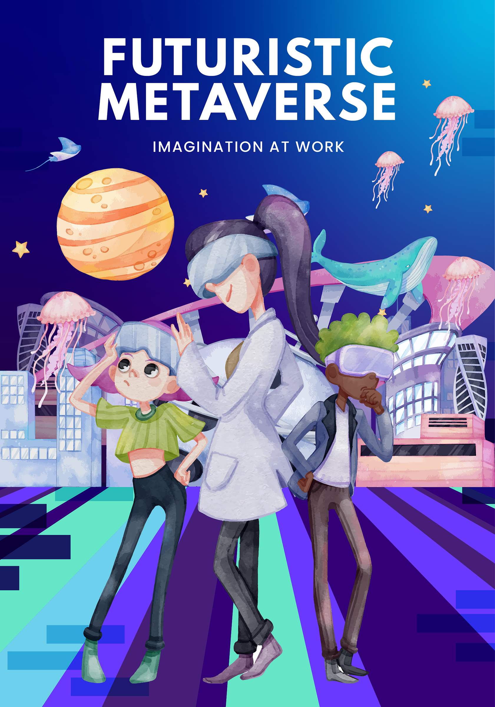 元宇宙水彩插画 · DD0194 矢量素材合集