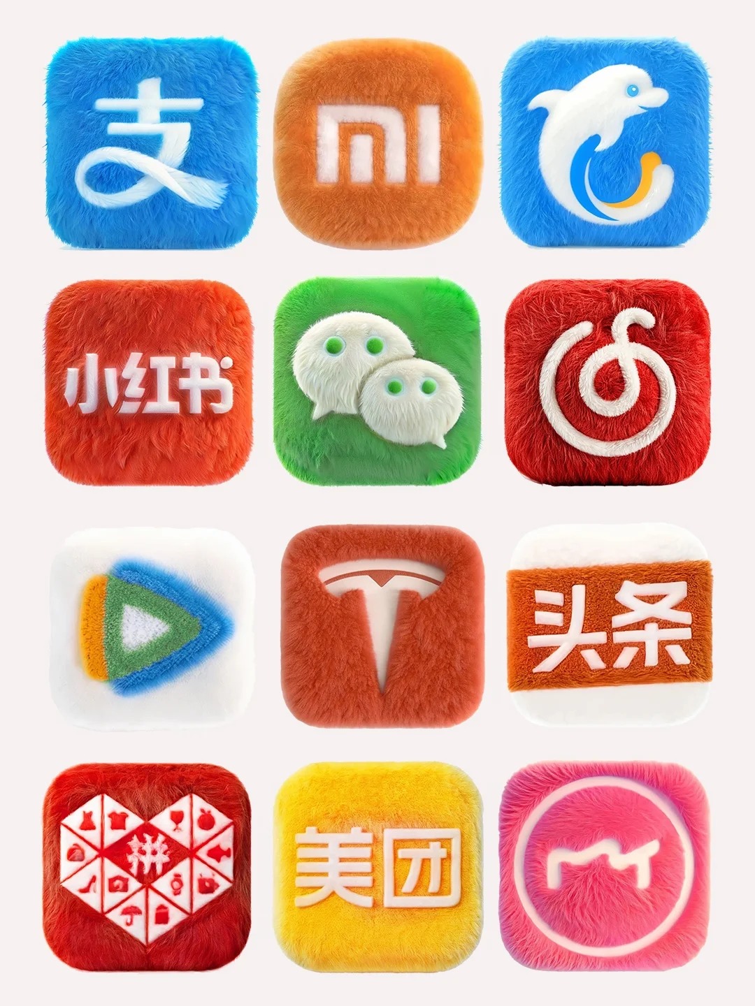 图标 · 手机图标 · 毛绒图标 · ai绘画｜图标设计灵感合集