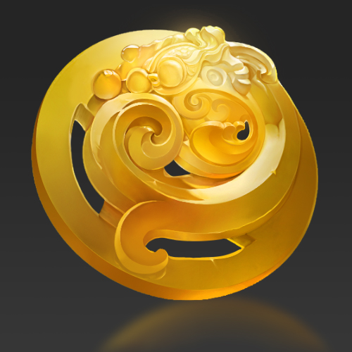 金色游戏徽章图标 · 华丽浮雕质感