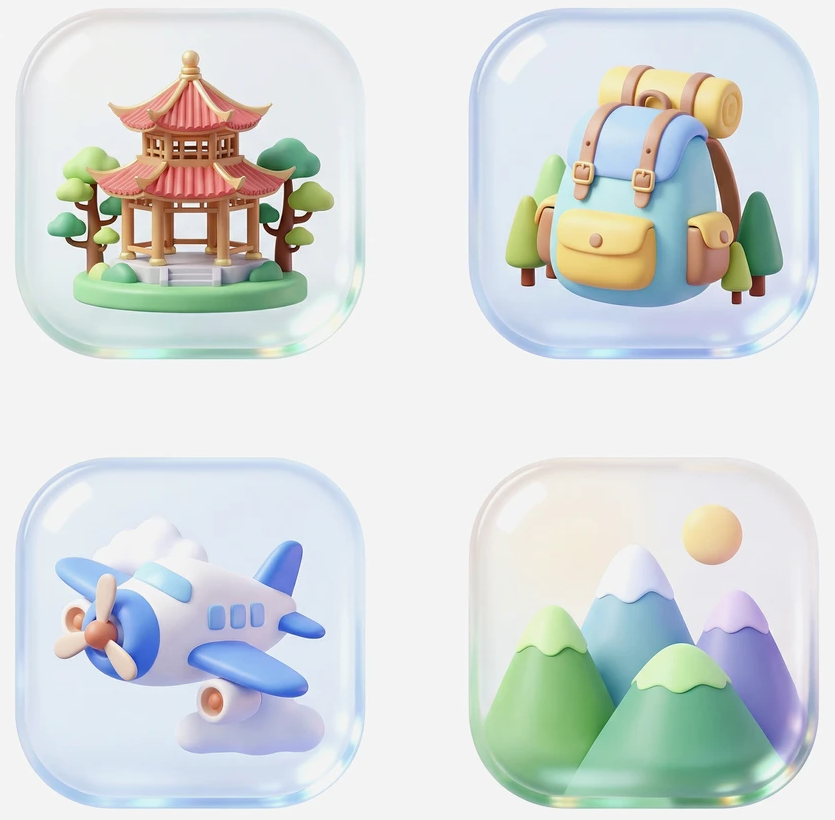 3D图标玻璃拟态风格_2 · UI 图标风格设计参考