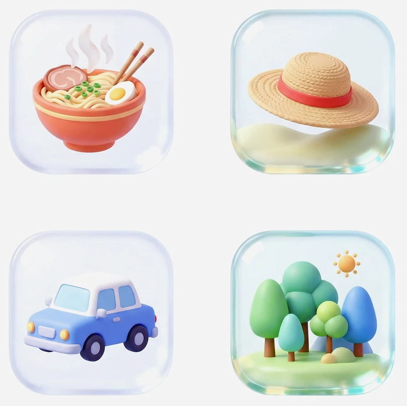 3D图标玻璃拟态风格_3 · UI 图标风格设计参考