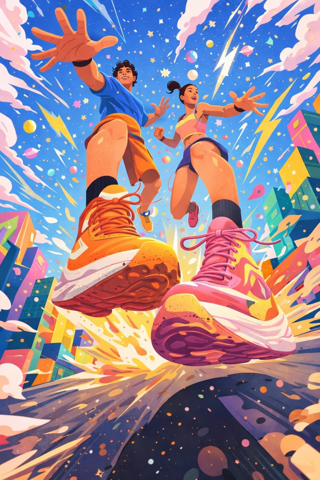 为热爱喝彩 · 大透视潮流插画海报灵感
