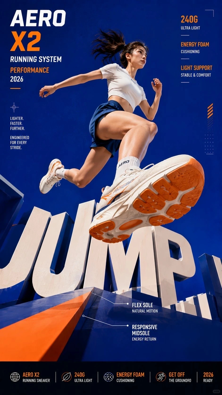 AERO跑鞋海报 · 运动产品视觉案例